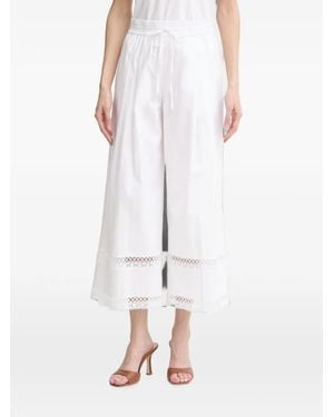 Twinset Embroidered Wide-Leg Pants - White
