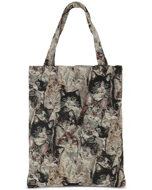 Bless Tote Bag mit Katzenmotiv - Grau