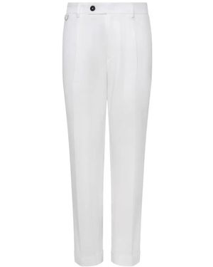 Low Brand Pressed-Crease Button-Fastening Pants - White