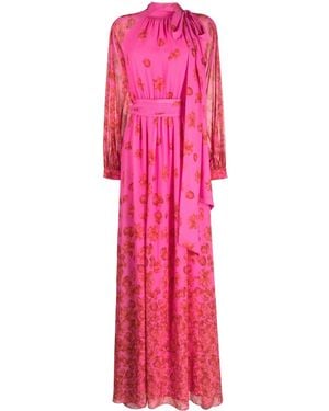 Sachin & Babi Vera Floral-Print Chiffon Gown - Pink