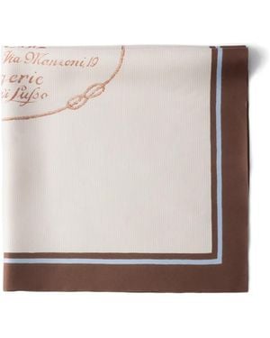 Prada Printed Twill Scarf - Natural