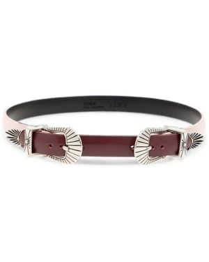 Toga Double Buckle Leather Bangle - White