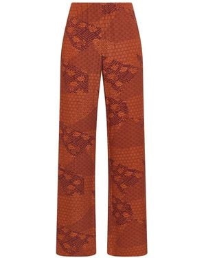 Maliparmi Mosaic Kimono Patchwork-Print Trousers - Red