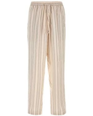 Umit Benan Julian Embroidered Silk Trousers - Natural