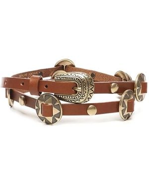 Pinko Metallic-Buckle Studded Leather Belt - Brown