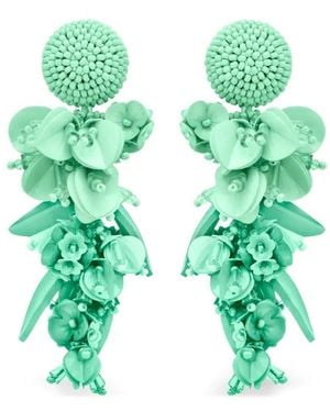 Oscar de la Renta Floral Drop Earrings - Green