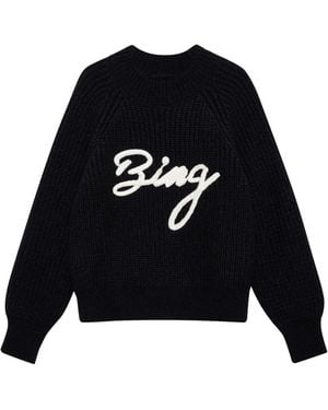 Anine Bing Logo-Embroidered Sweater - Black