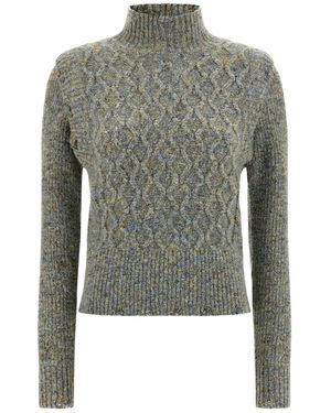 Pinko Proud Mary Cable-Knit Turtleneck Jumper - Grey