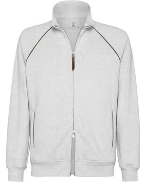 Brunello Cucinelli Raglan-Sleeve Zip-Up Track Jacket - Grey