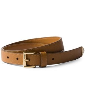 Prada Cinturón De Piel Saffiano - Marrón