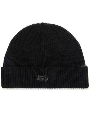 DIESEL Ribbed-knit beanie - Schwarz