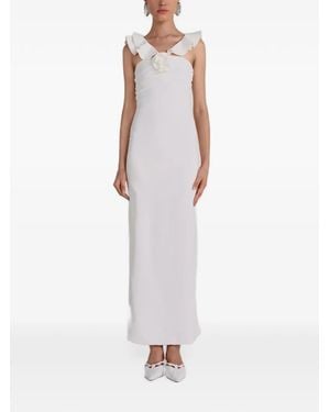 Maygel Coronel Sortillegio Ruffled Flower-Detail Maxi Dress - White