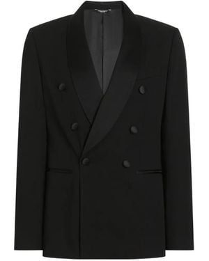 Dolce & Gabbana Doppelreihige Smoking-Jacke Aus Techno-Gabardine - Schwarz