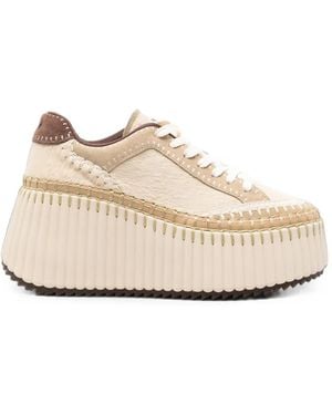 Chloé Nama Sneakers Met Plateauzool - Wit