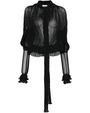 Blumarine Pleated Silk Blouse - Black