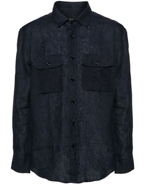 Brioni Button-Up Linen Shirt - Blue