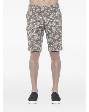 PT Torino Paisley-Print Cotton Shorts - Grey