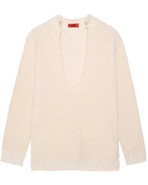 424 Deep V-Neck Bouclé Jumper - Natural