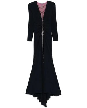 Talbot Runhof V-Neck Gown - Blue