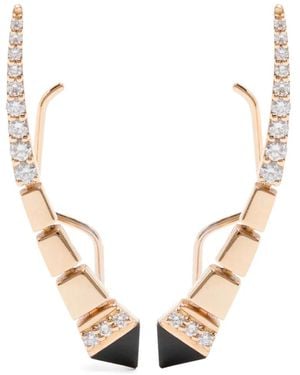 Anapsara 18K Engraved Onyx And Diamond Single Earring - Natural