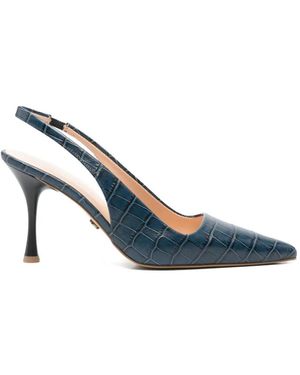 SERGIO MORETTI FIRENZE Croc-Effect Slingback Court Shoes - Blue