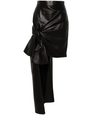 McQueen Leather Asymmetric Mini Skirt - Black