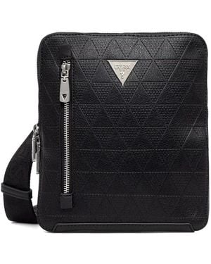 Guess Torino Geometric-Embossed Messenger Bag - Black