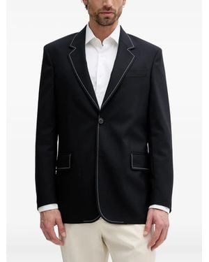 BOSS Contrast-Stitch Single-Breasted Blazer - Black
