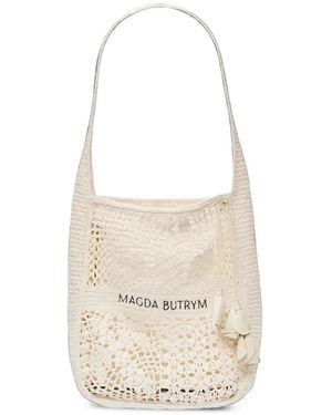 Magda Butrym Crochet Floral-Appliqué Tote Bag - White