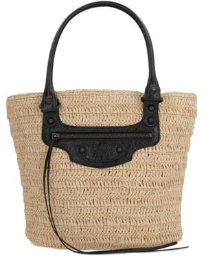 Balenciaga ル シティ バスケット ラフィア ハンドバッグ S - ブラック