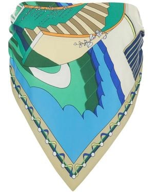 Tory Burch Printed Silk Scarf Top - Blue