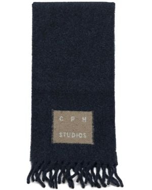 COPENHAGEN Écharpe Frangée À Patch Logo - Blue