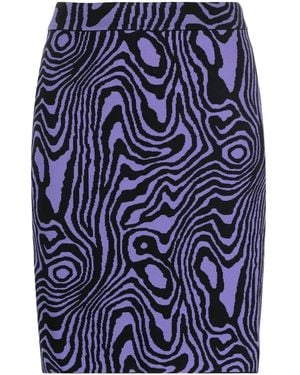 Moschino Graphic-Pattern Knitted Mini Skirt - Blue