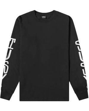 Stussy Stack Pigment Dyed Long-Sleeves T-Shirt - Black