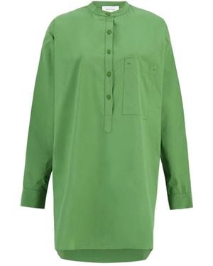 Matteau Popover Long-Sleeve Mini Shirt Dress - Green