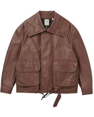 Calvin Klein Isa Belted Leather Jacket - Brown