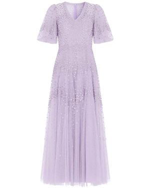 Needle & Thread Scallop Sequin V-Neck Gown - Purple
