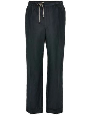 Maison Margiela Cotton Drawstring Straight-Leg Trousers - Black