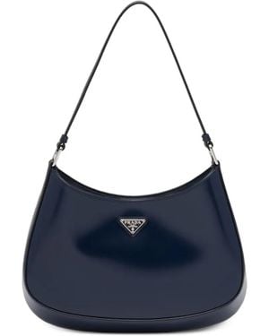 Prada Cleo Brushed Leather Shoulder Bag - Blue