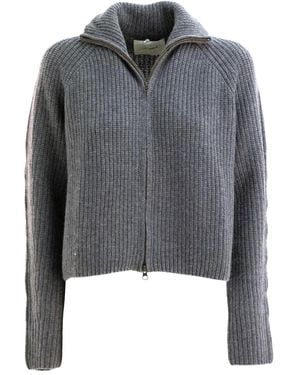 Lisa Yang Gerippter Cardigan Mit Reißverschluss - Grau