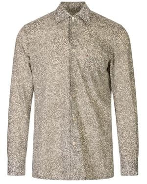 Kiton Floral-Print Long-Sleeve Shirt - Gray