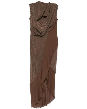Yehuafan Asymmetric Draped Dress - Brown