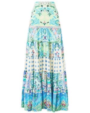 CAMILLA Spliced Tiered Maxi Skirt - Blue