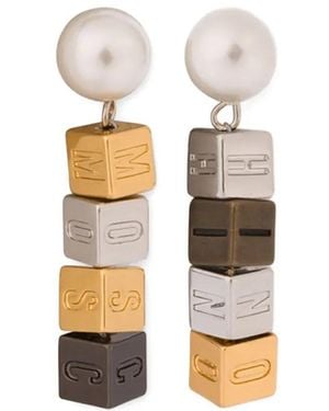 Moschino Logo-Beaded Earrings - White