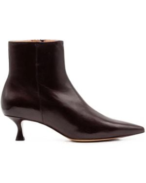 Mara Bini Tapered-Toe Leather Ankle Boots - Marrone