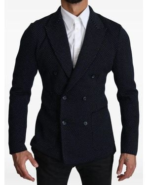 Dolce & Gabbana Polka-Dot Double-Breasted Blazer - Blue