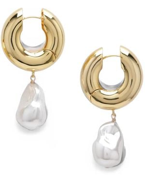 Eliou Pearl-Pendant Hoop Earrings - Metallic