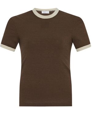 Rosetta Getty Rib-Knit T-Shirt - Brown
