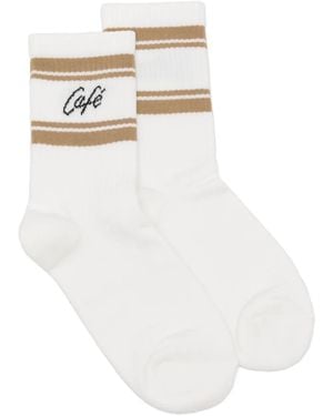 Café Kitsuné Intarsia-Knit Logo Socks - White