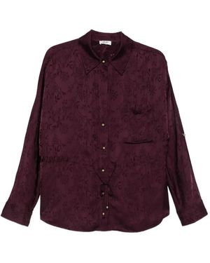 Liu Jo Floral-Jacquard Drawstring Shirt - Purple